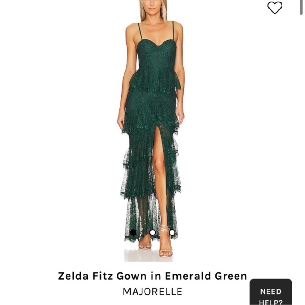 MAJORELLE High Low Dress in Emerald Green